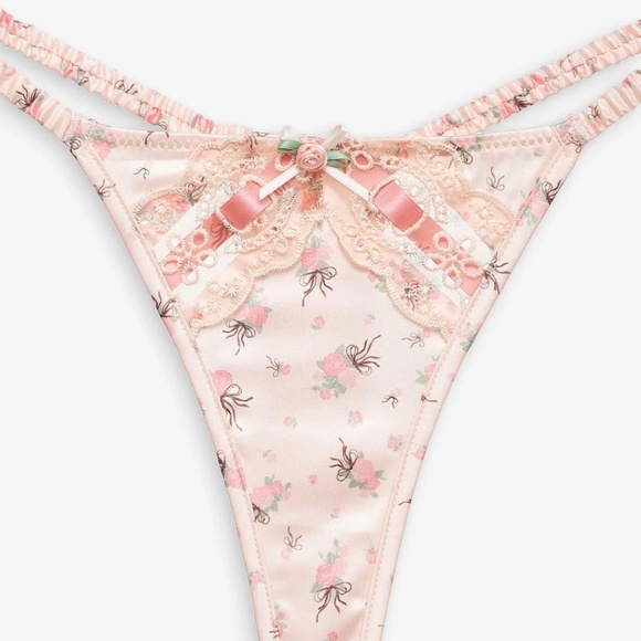 For Love & Lemons Peaches & Cream Thong Panty Peach XL NEW - Picture 5 of 6